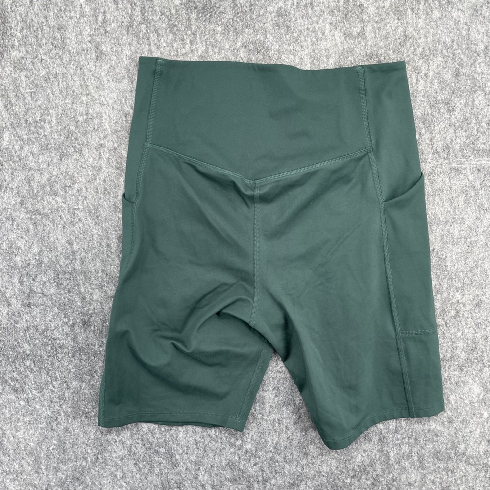 Girlfriend Collective High Rise Bike Shorts Moss Green with Pockets Size Medium